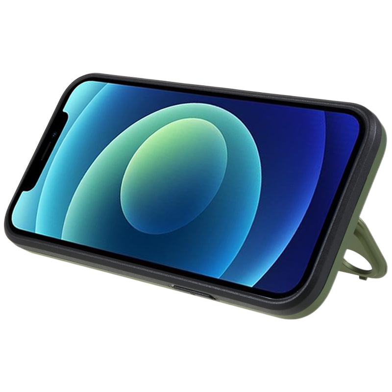 For iPhone 12 6.1 inch Drop-proof PC+TPU Phone Case Lens Frame Kickstand Cover Compatible with MagSafe For iPhone 12 6.1 inch Drop-proof PC+TPU Phone Case Lens Frame Kickstand Cover Compatible with MagSafe